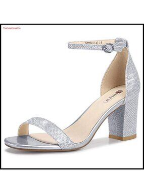 3 Inch Block Chunky Heel Open Toe Ankle Strap Heeled Sandal Dressy